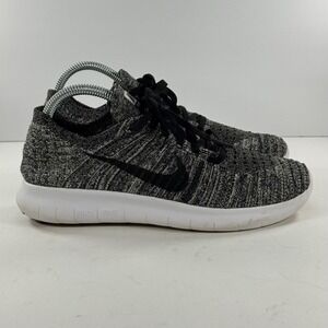 Nike Free RN Flyknit 2016‎ Womens 8 Black White Oreo Running Shoes 831070-100